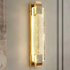 Modern Gold-Finish Bubble Crystal LED wall Sconce  Glass Shade Secured with Decorative Patterned Brackets HX-WLO-75