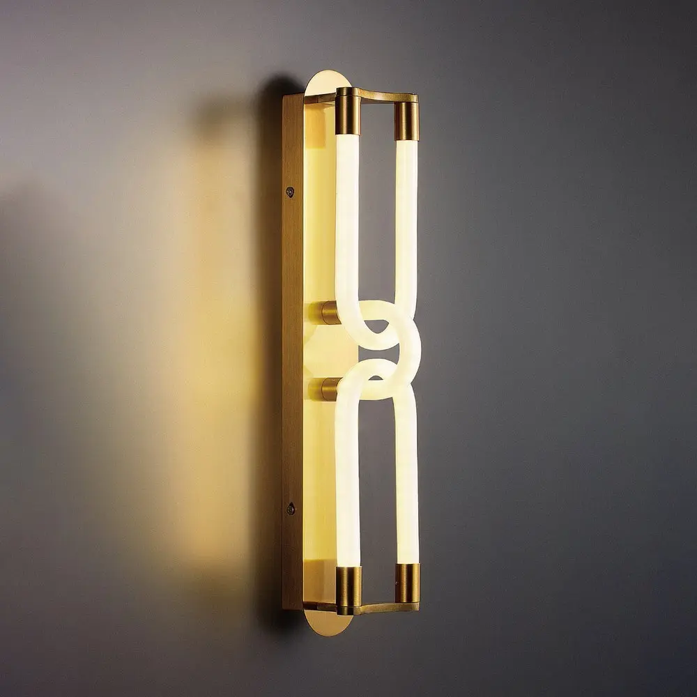 Industrial Style Chained Modern Wall Light – Antique Gold LED Sconce HX-WLO-89