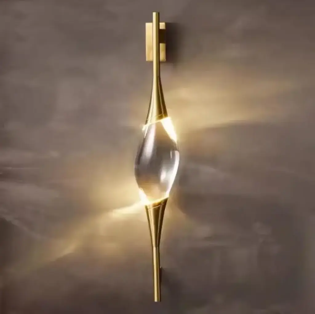 Modern Luxury Design Full Copper Gold Crystal LED Wall Light HX-WL0-77-H600