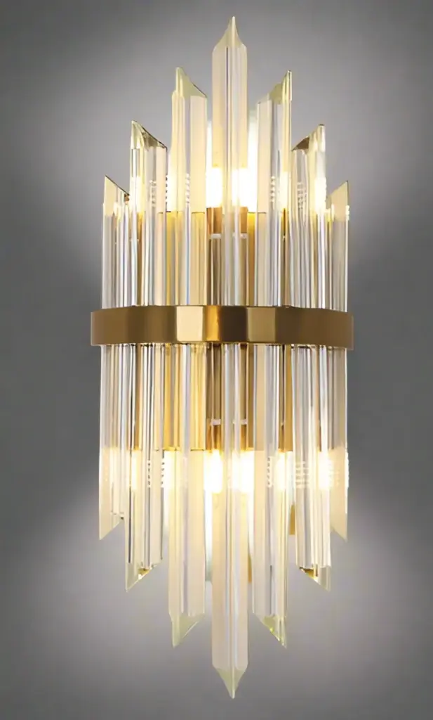 Crystal Wall Sconces Gold Modern 2-Light Crystal Sconces Wall Lighting Glass Fixture Foyer HX-WLO-87