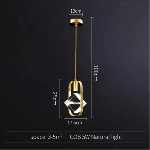 Geometry Shape Crystal Pendant Light Modern Style Single Light Hanging Lamp in Gold - 220V-240V Warm Light Square HQ-LXDDBQ