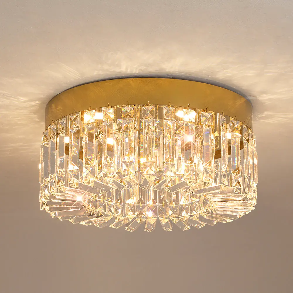 Luxury Modern Round Crystal & Stainless Chandelier Flush Mount Ceiling Light XH400-J